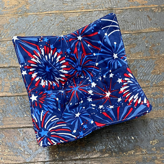 Handmade Fabric Cloth Microwave Bowl Coozie Hot Cold Pad Holder Misc Fireworks