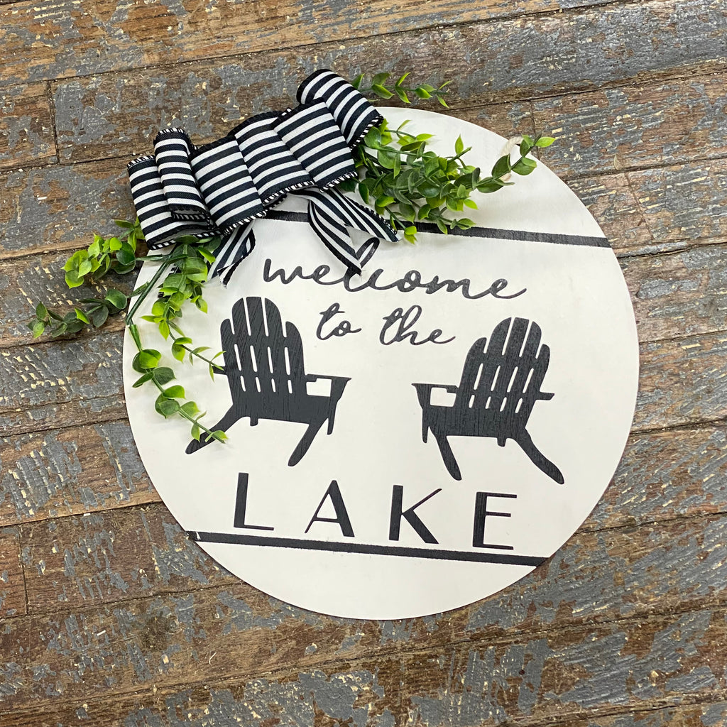 Welcome to the Lake Patio Chairs Round Wall Sign Door Wreath