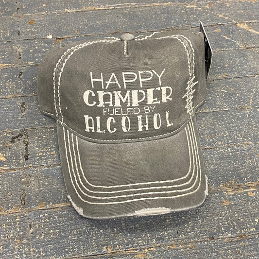 Happy Camper Fueled Alcohol Rugged Grey Ball Cap
