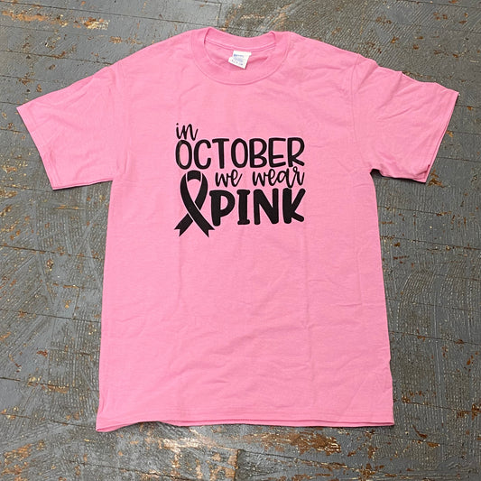 October We Wear Pink Cancer Ribbon Graphic Designer Short Sleeve T-Shirt