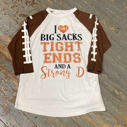 Big Sacks Tight Ends Strong D Football Graphic Designer Long Sleeve T-Shirt