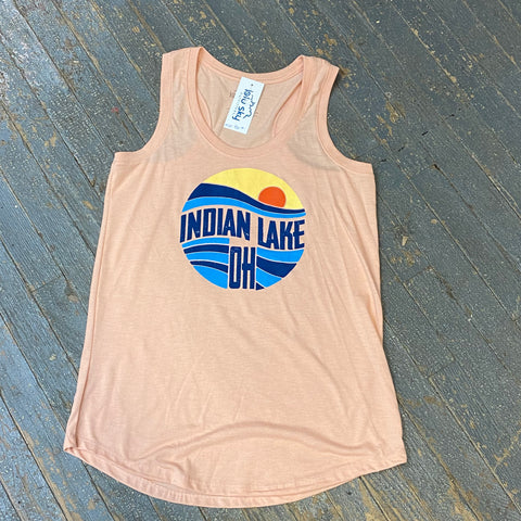 Sunrise Indian Lake OH Peach Graphic Designer Ladies Tank