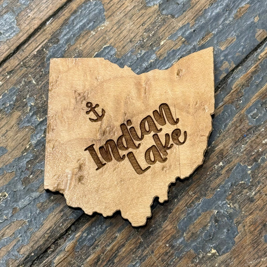 Indian Lake Ohio Anchor Wood Engraved Fridge Freezer Refrigerator Magnet
