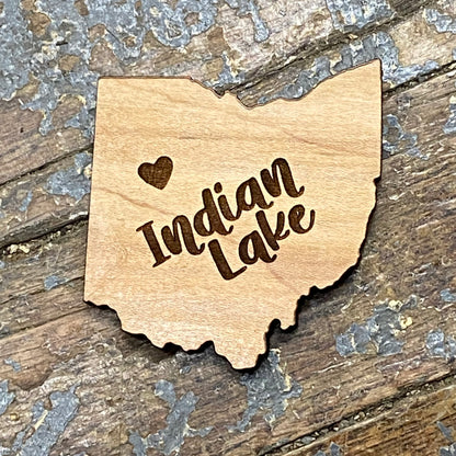 Indian Lake Ohio Wood Engraved Fridge Freezer Refrigerator Magnet