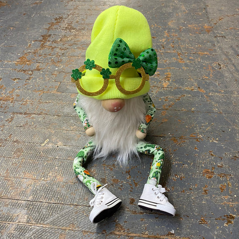 Gnome Holiday St Patrick's Day Shamrock Glitter Glasses White Shoes