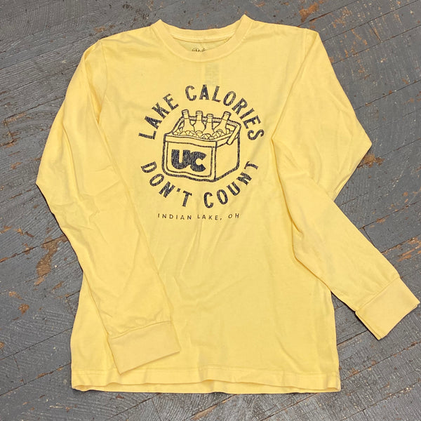 Lake Calories Indian Lake OH Yellow Graphic Designer Long Sleeve T-Shirt