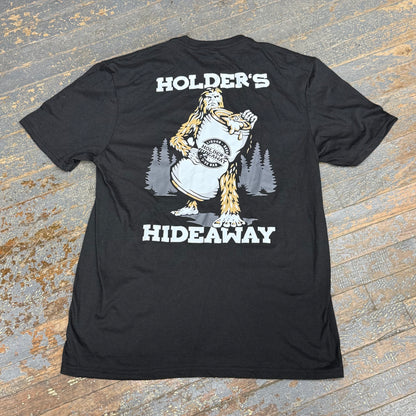 Holders Hideaway Big Foot Sasquatch Beer Black Short Sleeve T-Shirt Graphic Designer Tee