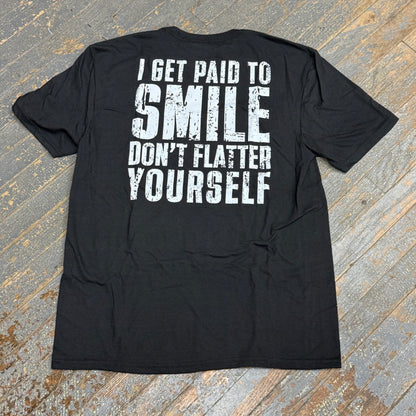 Holders Hideaway Paid to Smile Black Short Sleeve T-Shirt Graphic Designer Tee