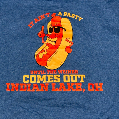 Holders Hideaway Party Weiner Blue Short Sleeve T-Shirt Graphic Designer Tee Back