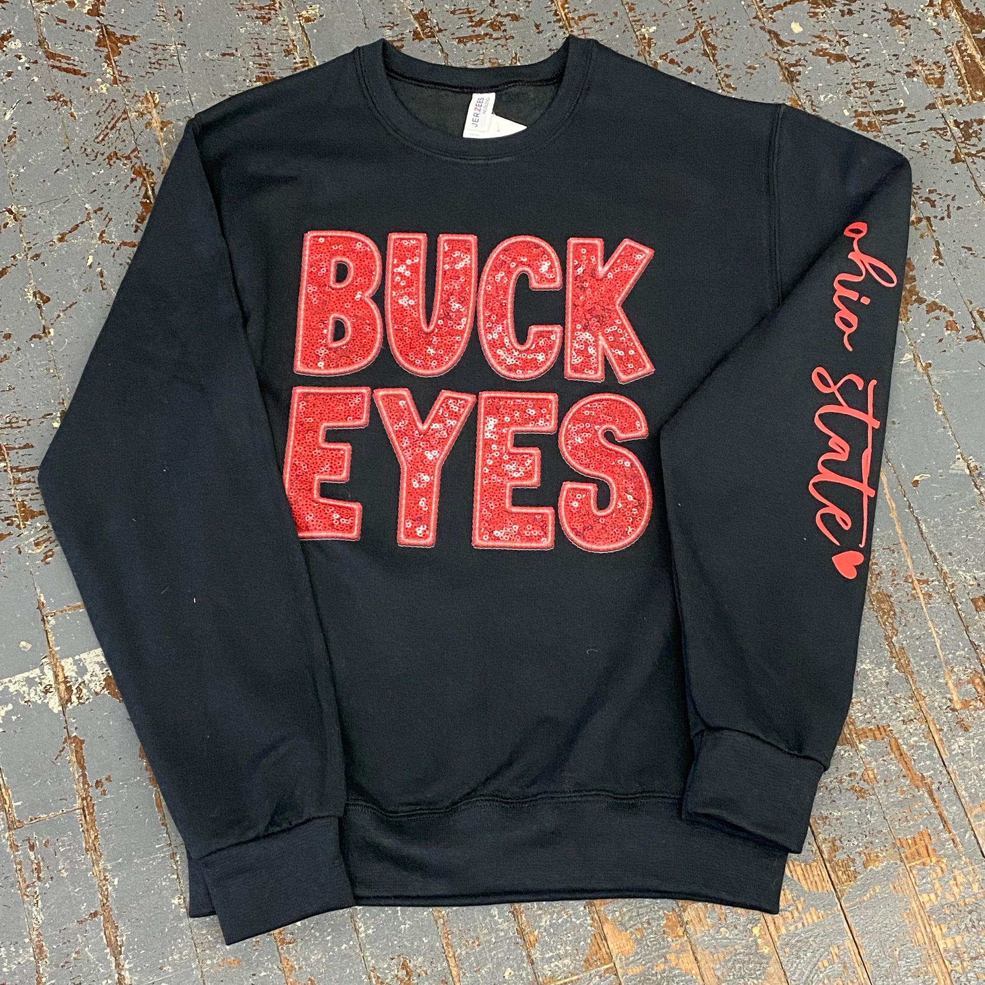 Buckeye Sequin Graphic Designer Long Sleeve Crew Sweatshirt