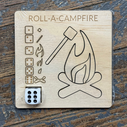 Wooden Challenge Tabletop Travel Game Roll-A-Campfire