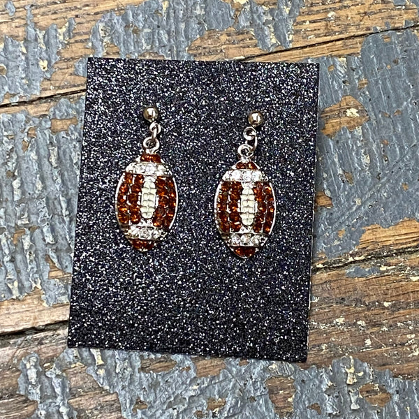 Football Custom Stamped Dangle Diamond Cut Earrings
