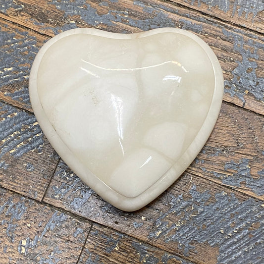 Genuine Volterra Alabaster Italian Trinket Box Heart White Pearl