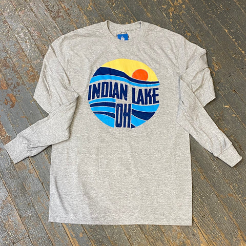 Sunrise Indian Lake OH Grey Graphic Designer Long Sleeve T-Shirt