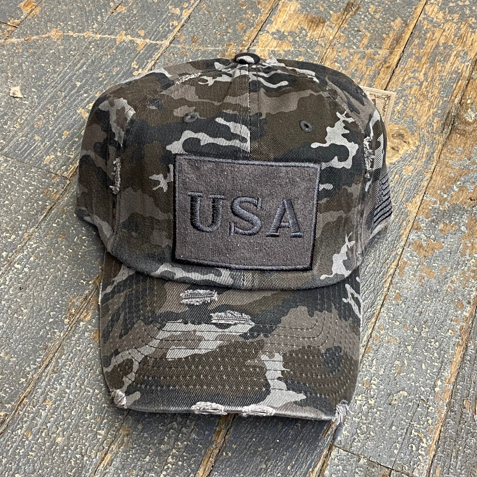 USA Flag Patch Camo Grey Embroidered Ball Cap