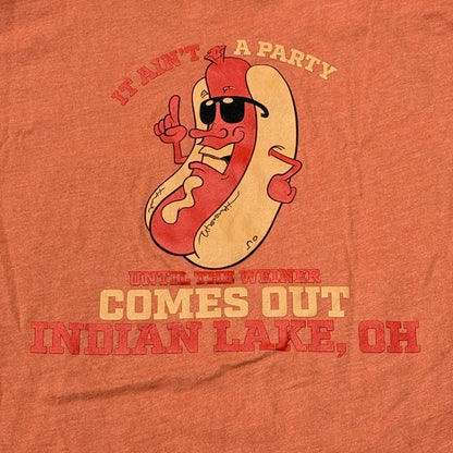Holders Hideaway Party Weiner Rust Orange Short Sleeve T-Shirt Graphic Designer Tee Back