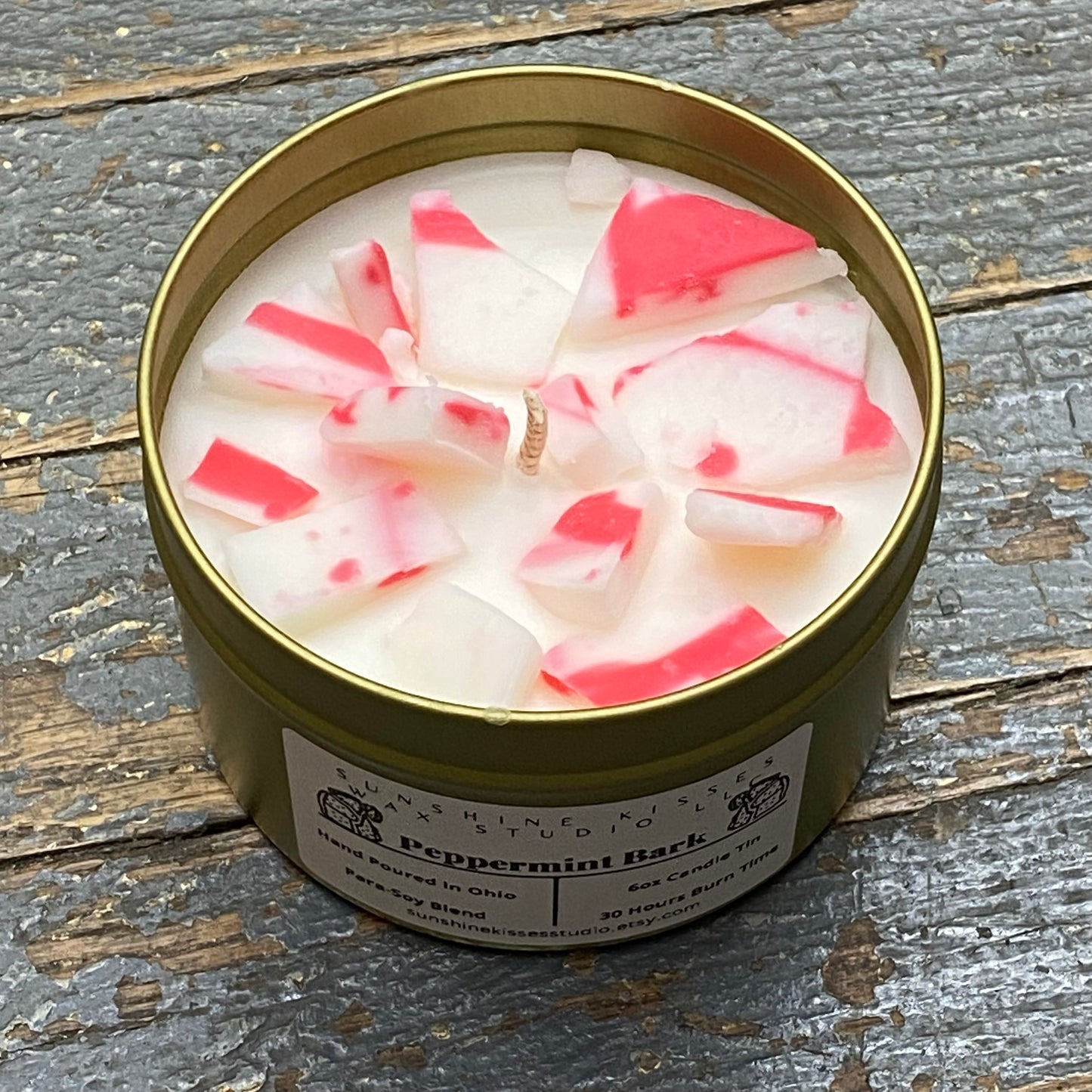 Peppermint Bark Sunshine Kisses Melt Bar Tin Candle