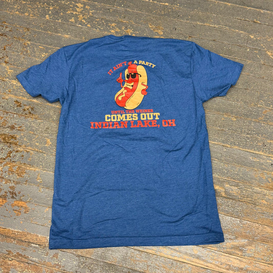 Holders Hideaway Party Weiner Blue Short Sleeve T-Shirt Graphic Designer Tee Back