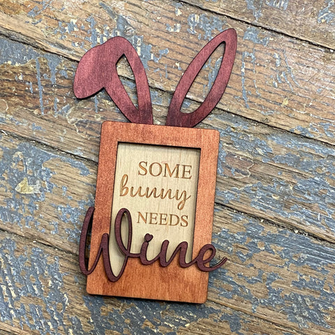 Wine Bunny Wood Engraved Gift Card Holder Ornament
