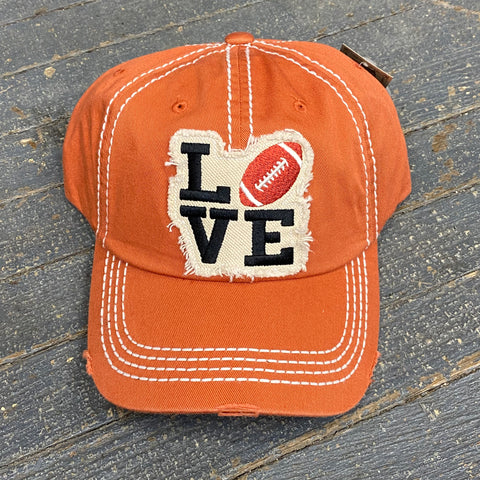 Love Football Rugged Orange Embroidered Ball Cap