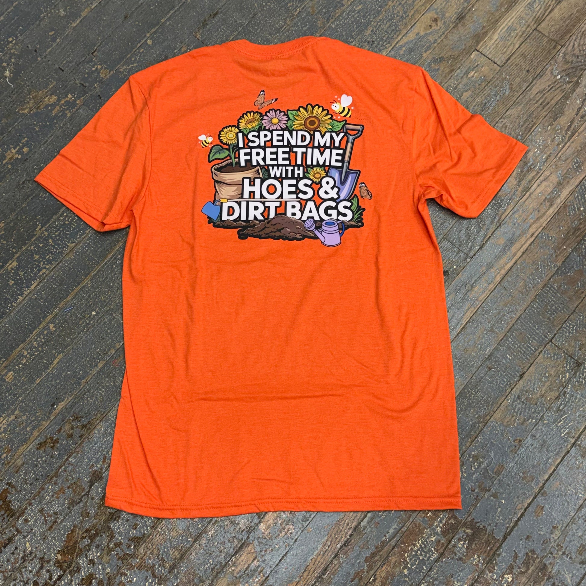 Holders Hideaway Hoes Dirtbags Orange Short Sleeve T-Shirt Graphic Designer Tee