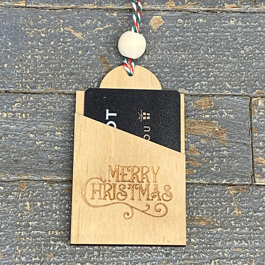 Merry Christmas Wood Engraved Gift Card Holder Ornament