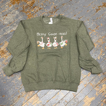 Merry Goose-Mas Graphic Designer Long Sleeve Crew Neck Sweatshirt