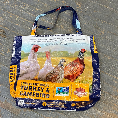 Upcycled Tote Purse Feed Bag Handmade Large Turkey Gamebird Handle Bag