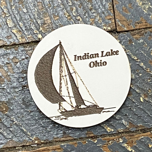 Indian Lake Ohio Sailboat Wood Engraved Magnet