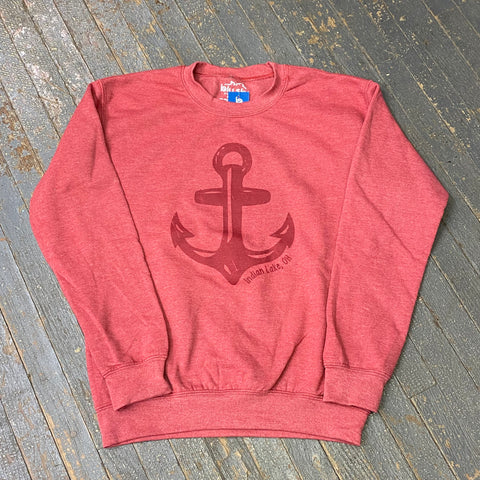 Anchor Indian Lake OH Heather Red Graphic Designer Long Sleeve Crew Neck Sweatshirt