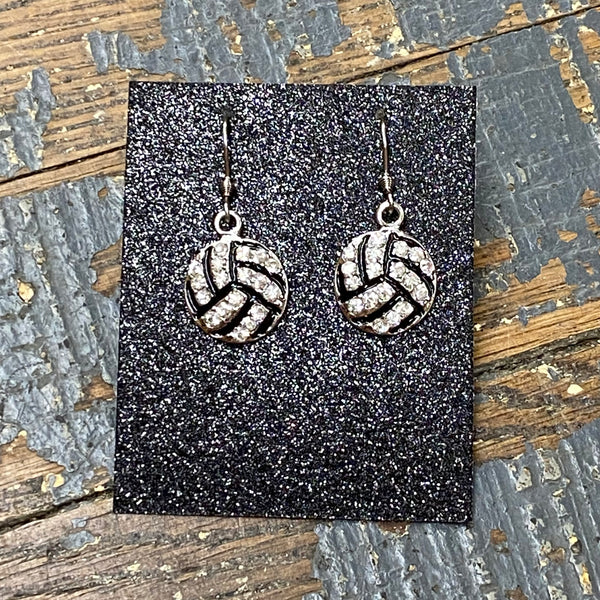 Volleyball Custom Stamped Dangle Diamond Cut Earrings