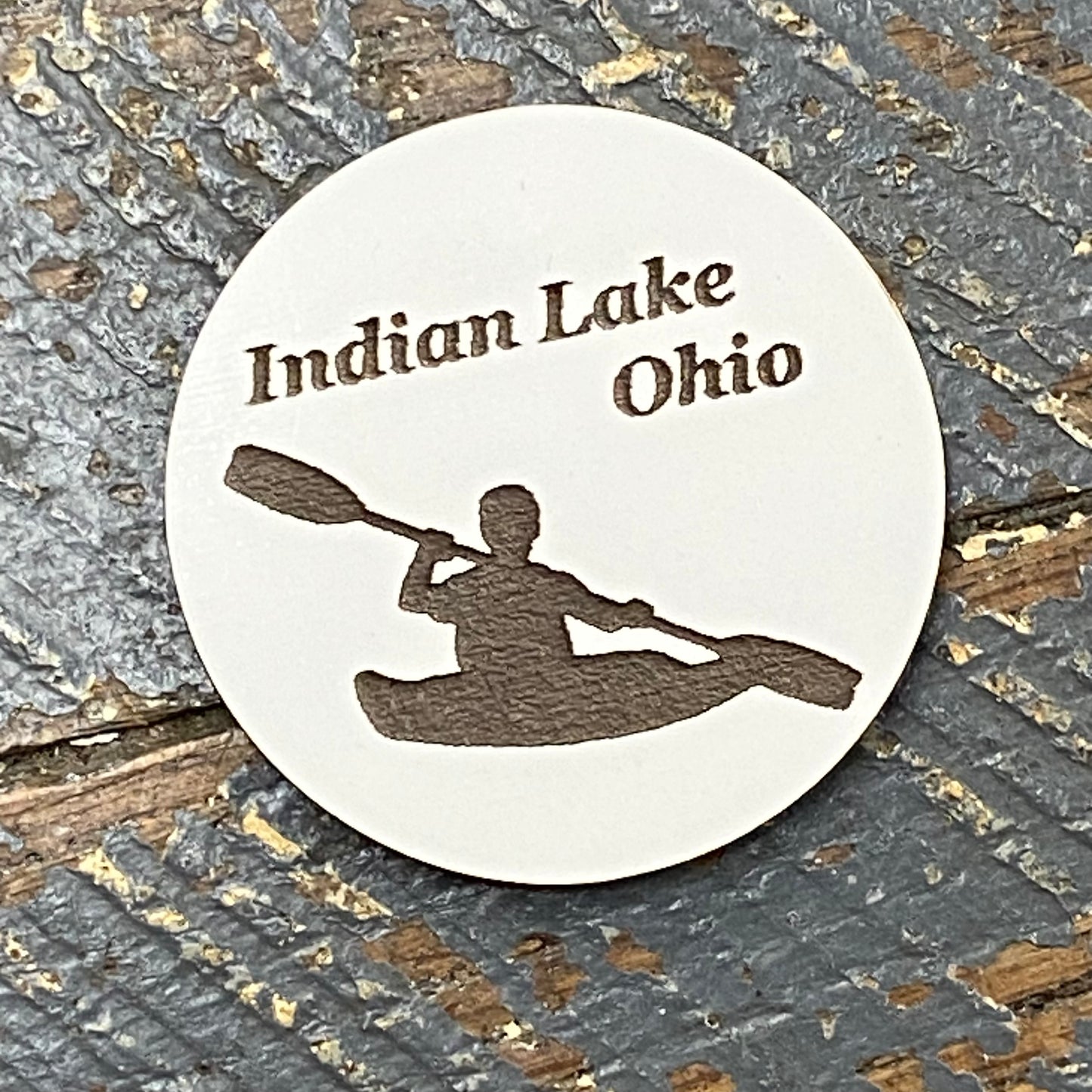 Indian Lake Ohio Kayak Wood Engraved Magnet