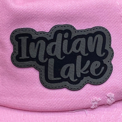 Indian Lake Patch Pink Rugged Ball Cap Hat Grey