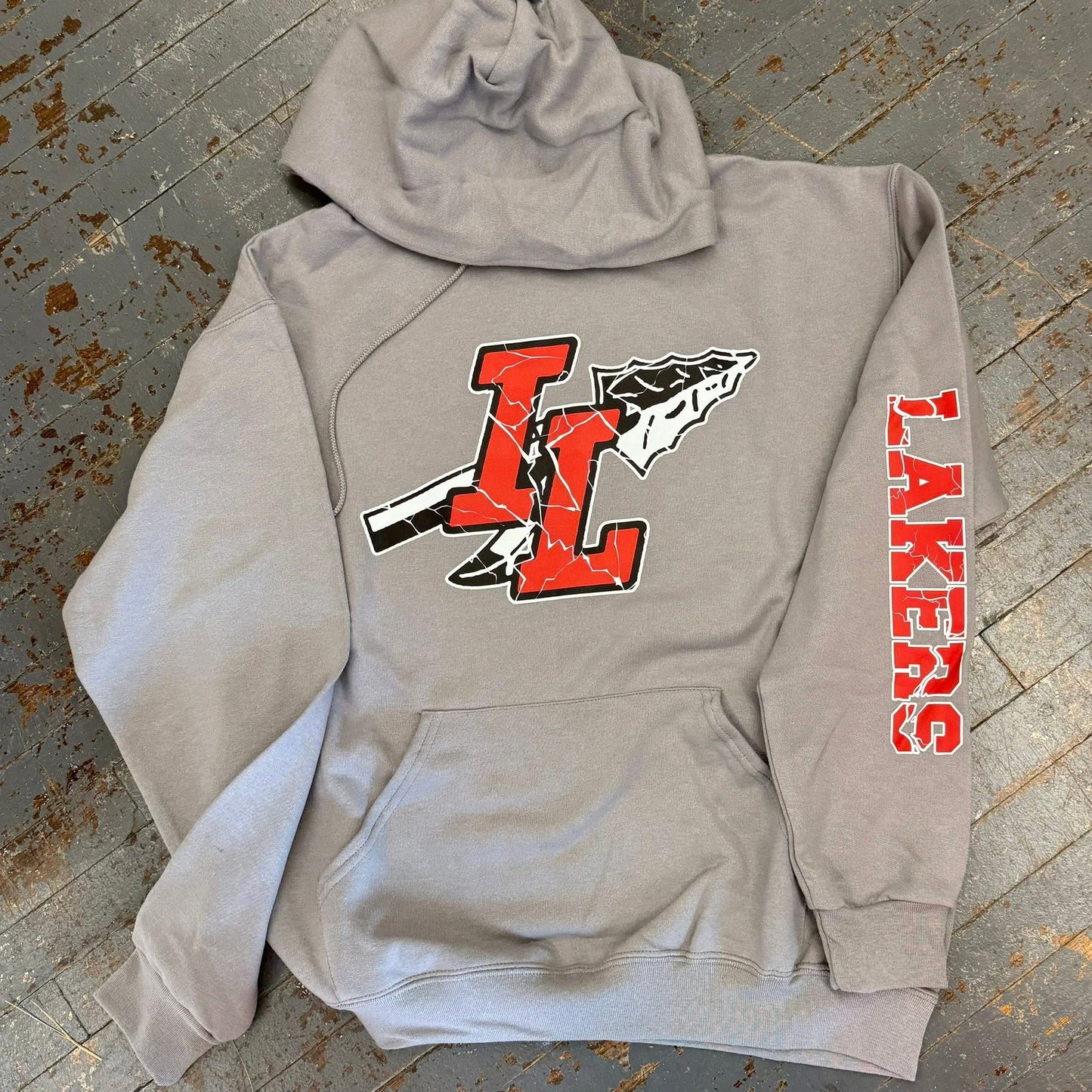 Indian Lake Laker IL Spear Grey Graphic Designer Long Sleeve Sweatshirt Hoody