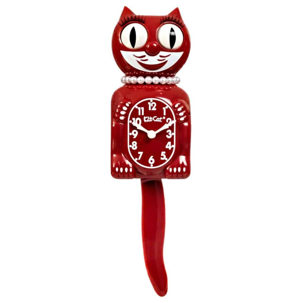 Space Cherry Red Lady Kit-Cat Klock Cat Clock