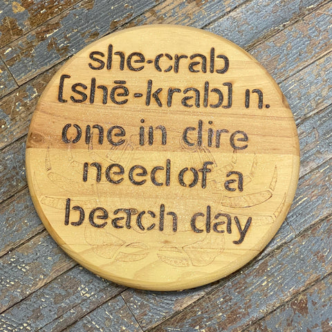Hand Engraved Wood Sign She Crab