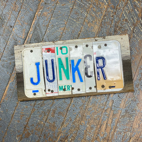 Rustic Repurposed License Plate Block Word Wall Art Junker
