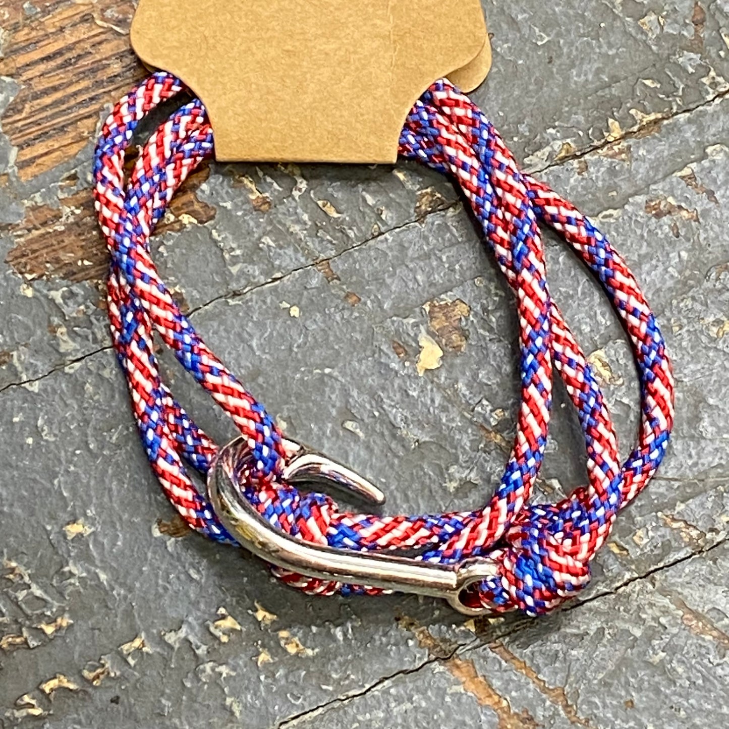 Fishing Lure Pro Joe's Baits Hope Hook Paracord Wrist Wrap Bracelet Red White Blue USA