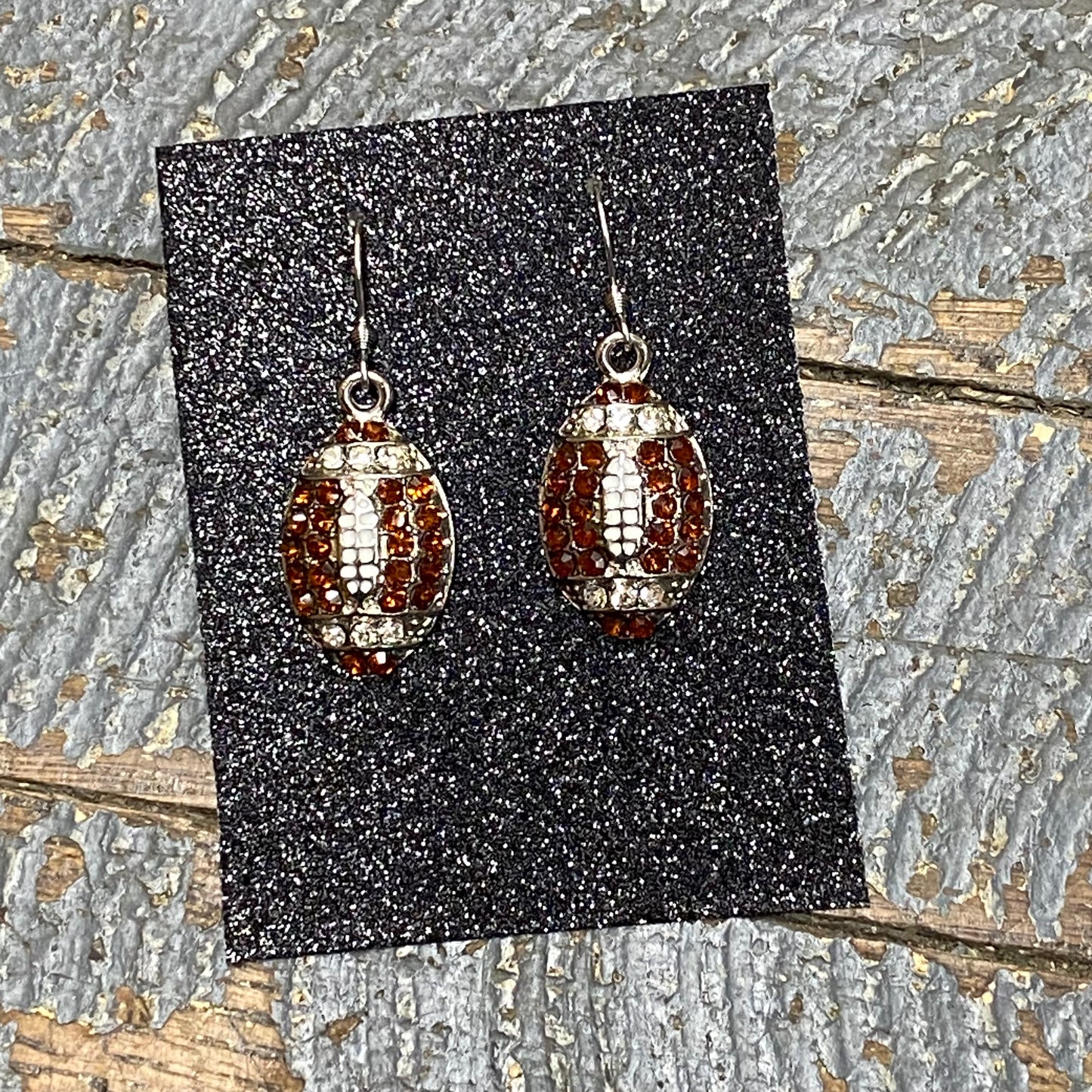 Football Custom Stamped Dangle Diamond Cut Earrings