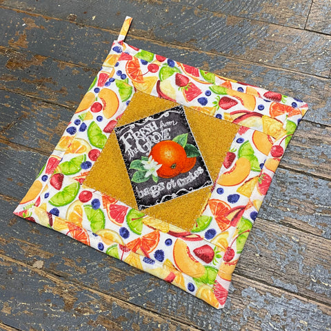 Handmade Quilt Fabric Cloth Hot Cold Pad Holder Embroidered Garden Vegetable Seed Packet Orange