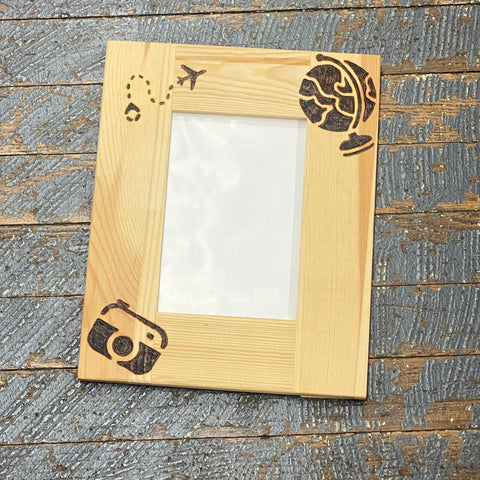 Hand Engraved Wood Photo Picture Frame Travel