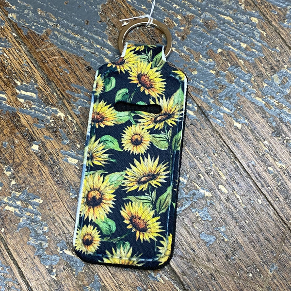 Key Chain Chapstick Holder Sunflower Print