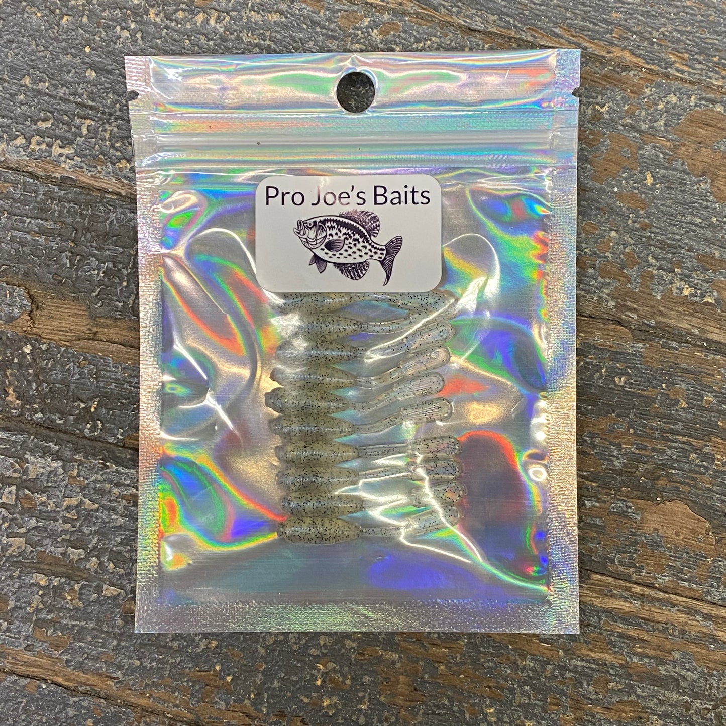 Fishing Lure Pro Joe's Baits Panfish Swim 1.5" Tail Clear Fleck