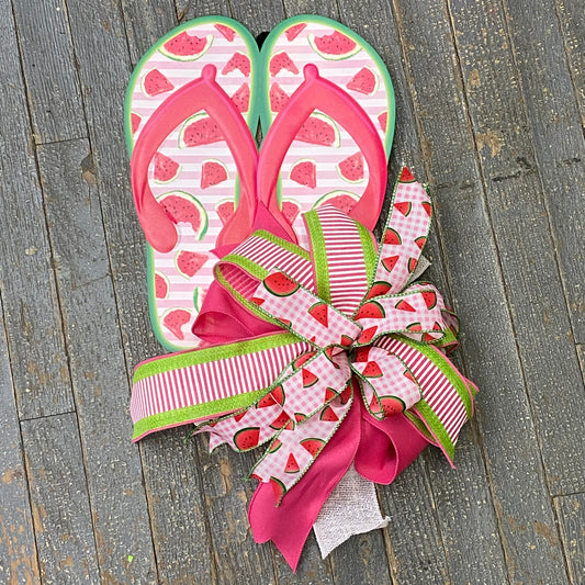 Summer Watermelon Sandal Flip Flop Metal Black White Wall Sign Door Wreath