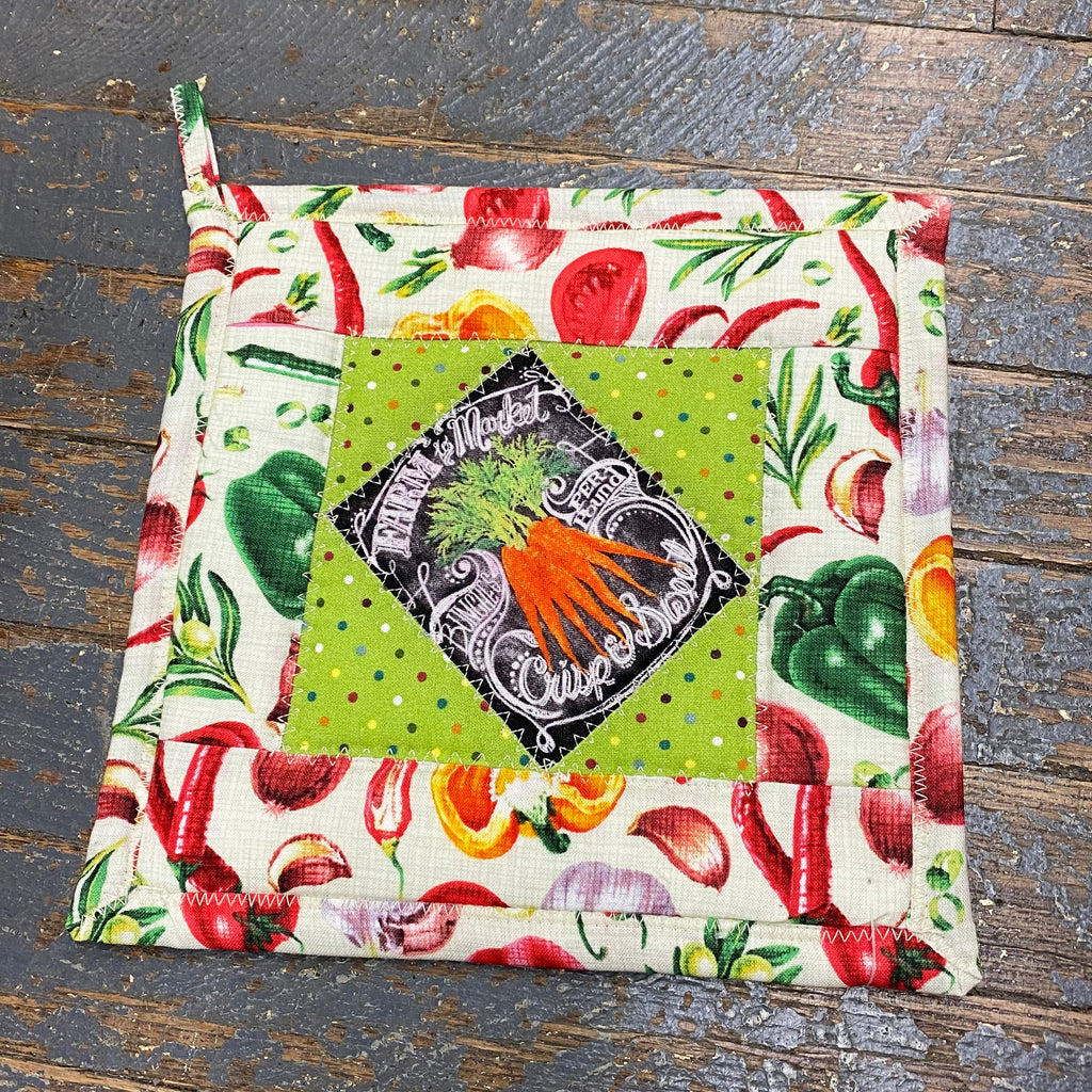 Handmade Quilt Fabric Cloth Hot Cold Pad Holder Embroidered Garden Vegetable Seed Packet Carrots