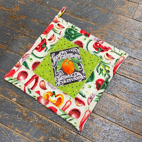 Handmade Quilt Fabric Cloth Hot Cold Pad Holder Embroidered Garden Vegetable Seed Packet Pepper