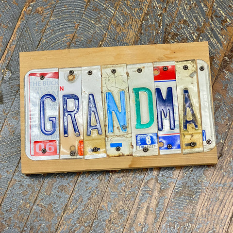 Rustic Repurposed License Plate Block Word Wall Art Grandma