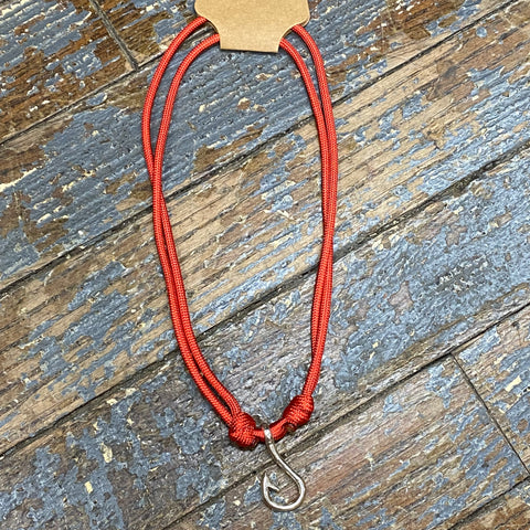 Fishing Lure Pro Joe's Baits Hope Hook Paracord Adjustable Necklace Red