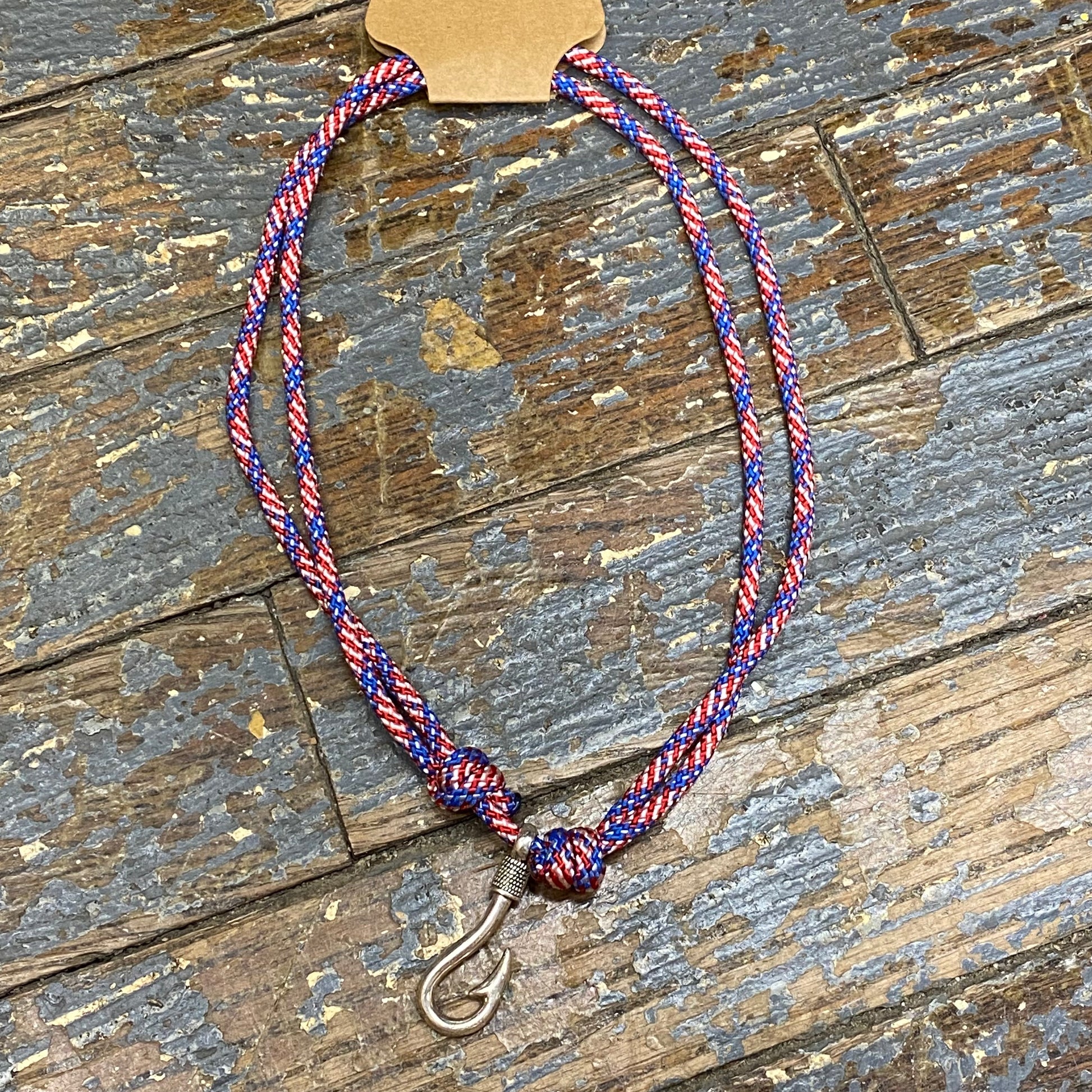 fish lure jewelry Fishing Lure Pro Joe's Baits Hope Hook Paracord Adjustable Necklace Red White Blue USA