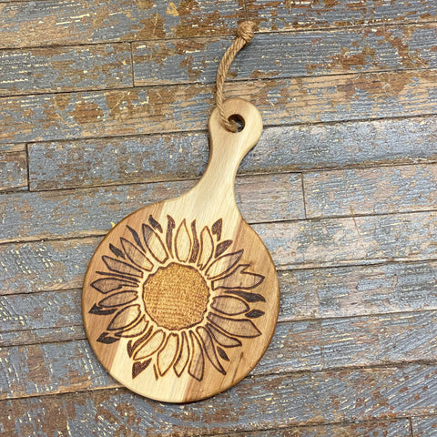 Hand Engraved Wood Cutting Board Sunflower